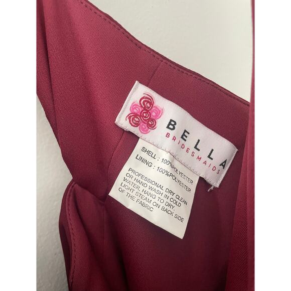 Bella Bridesmaids Maxi Dress Size 12 Regular Red Cabernet Crepe BB116 Wedding - Picture 12 of 14